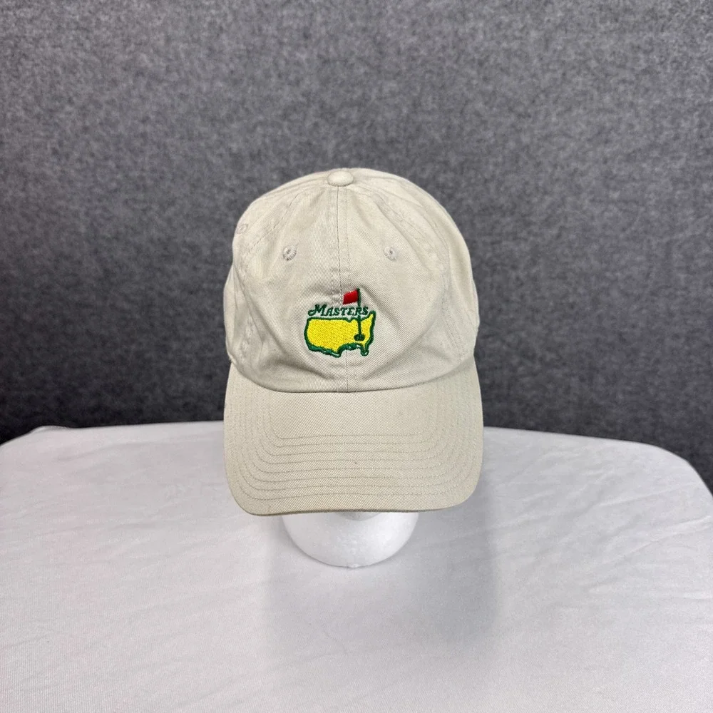 American Needle Masters Golf Hat Adjustable Khaki Cotton Embroidered Logo Cap
